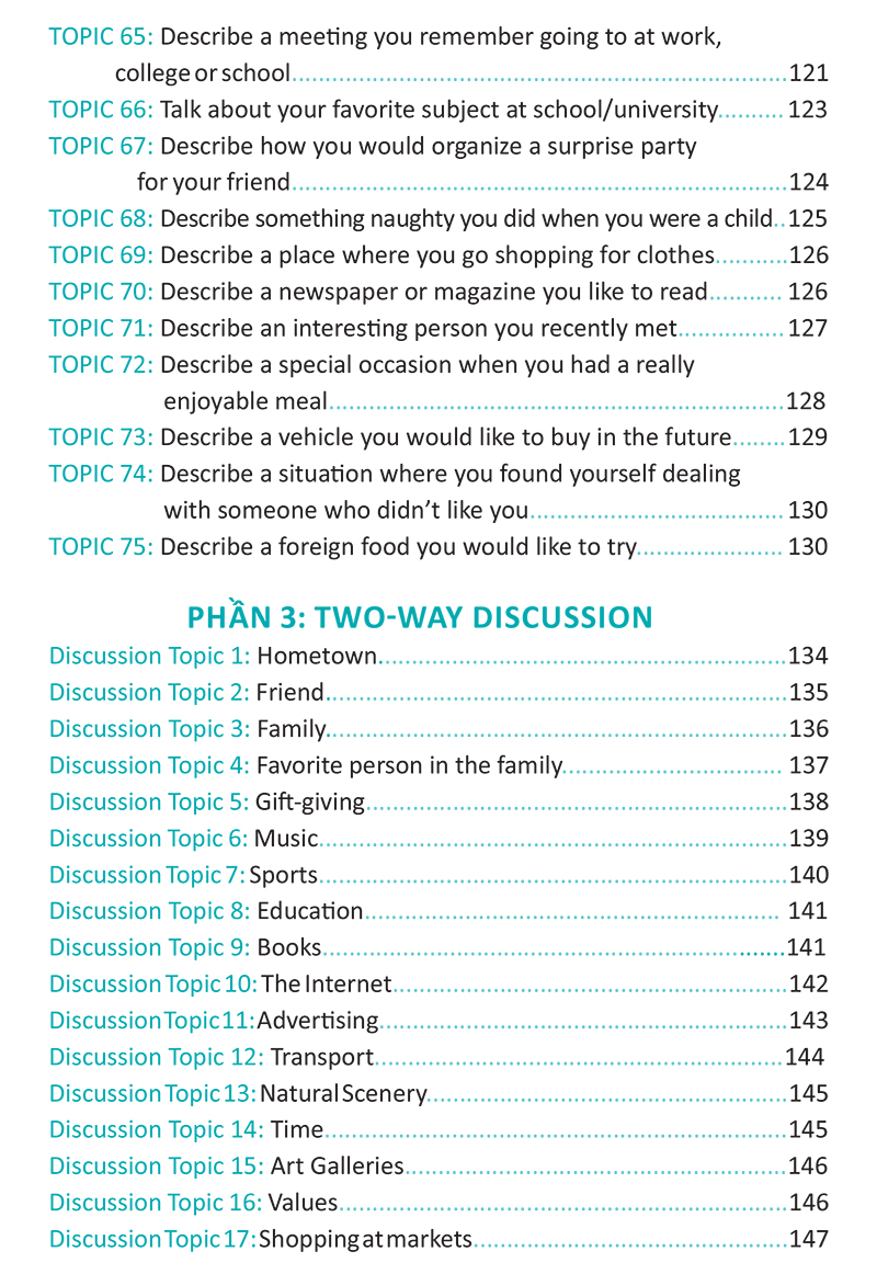 The Ielts Speaking Topics - Tài Liệu Luyện Thi Nói Ielts