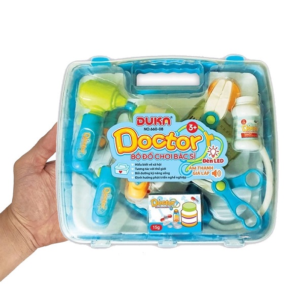 Đồ Chơi Bác Sĩ Màu Xanh Quai Xách Vuông - Duka 66008