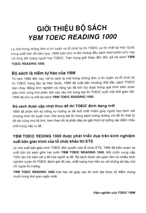 YBM Toeic Reading 1000 (Vol 1)