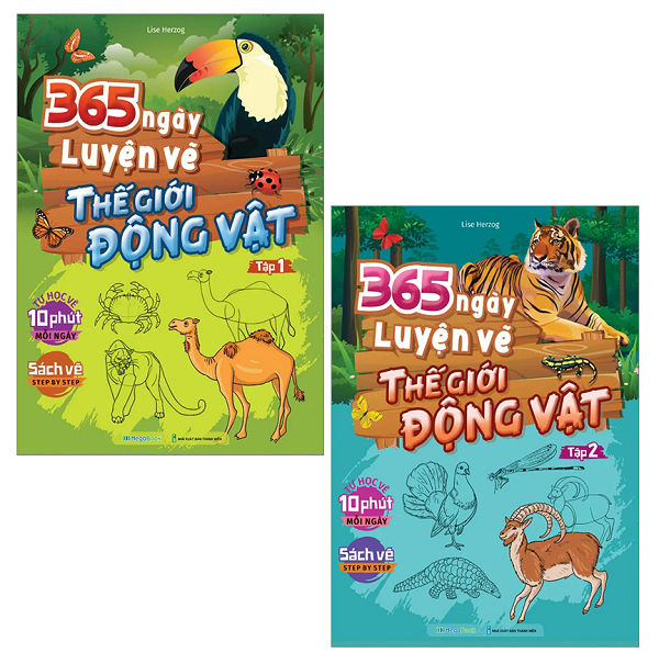 Combo 365 Ngày Luyện Vẽ Thế Giới Động Vật (Bộ 2 Tập)