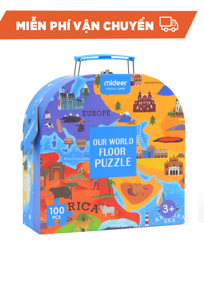 Vali Xếp Hình Mideer: Our World - Bản Đồ Thế Giới 104 Miếng Ghép - MD3027