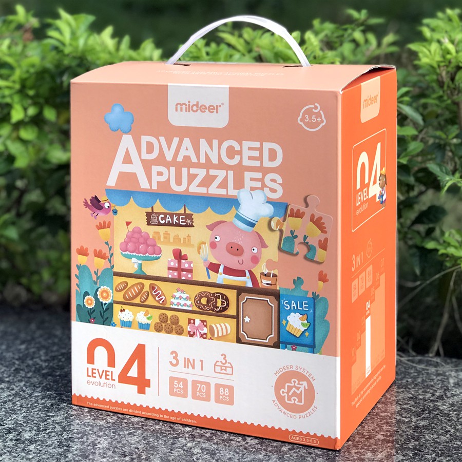 Đồ Chơi Xếp Hình 7 cấp độ Mideer puzzles Level Up Đồ Chơi Tư Duy Cho bé - Level 4 Fairy Town - MD3105